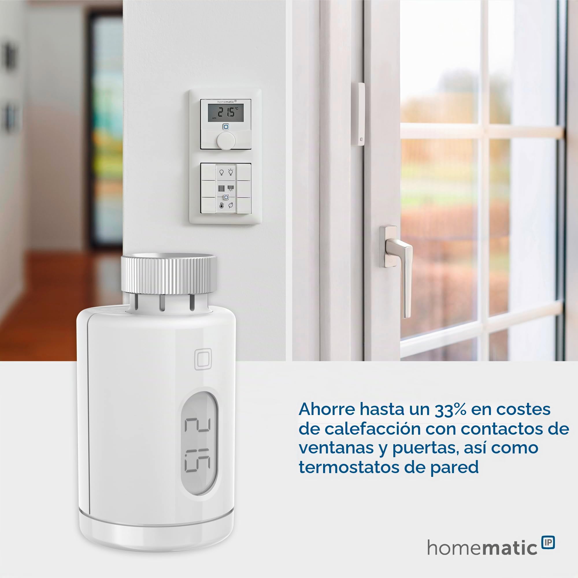 Homematic IP Smart Home 161046A0 - Termostato Digital Puro para radiador, Control por aplicación, Alexa, Google Assistant, fácil instalación, Ahorro de energía | Smart Home, termostato digital, control por aplicación, Alexa, Google Home, fácil instalación
