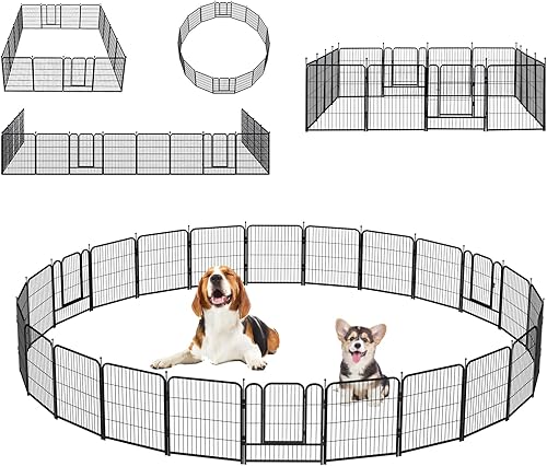 Miniatura 6 de Corralito portátil para perros, valla de ejercicio de metal resistente para mascotas, corral para interiores y exteriores, corral para mascotas para