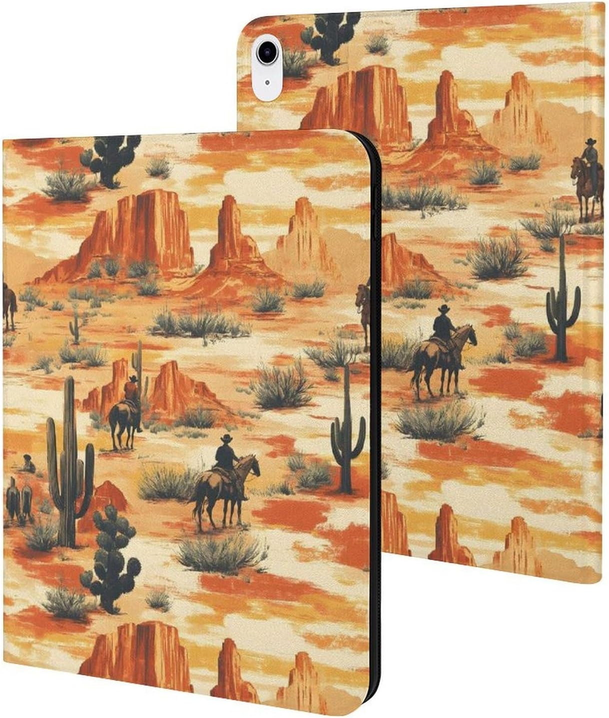 Compatible with iPad A16 Case 11 Inch 2025, Slim Retro Western Cowboy (A) Print Tablet Cover Compatible with iPad 10th Generation Case 10.9 Inch 2022 with Stand Auto Wake/Sleep