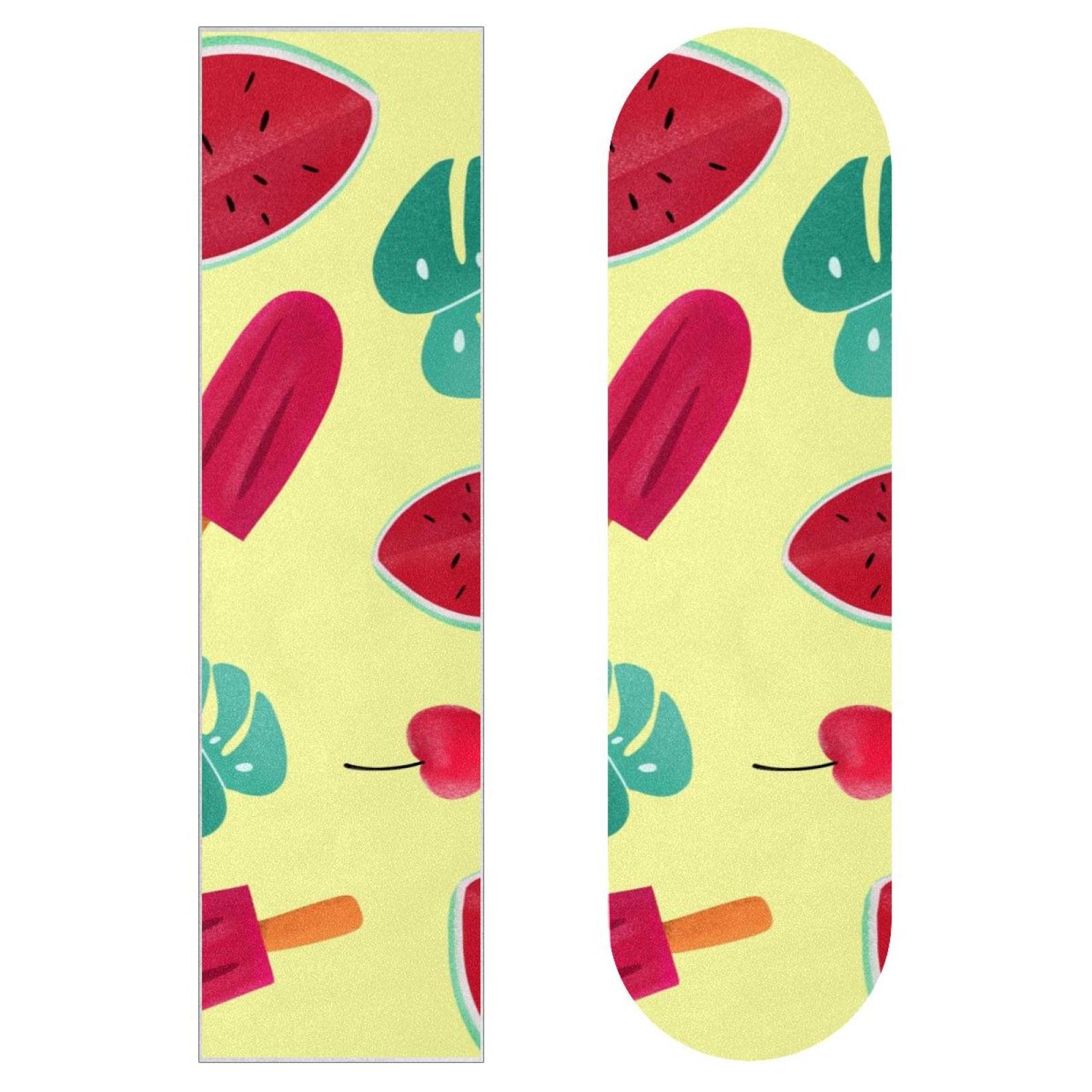 Summer Watermelon Leaves Strawberry 2 Stück Skateboard-Griptape Bogen Sandpapier Longboard Aufkleber Roller Deck Sandpapier