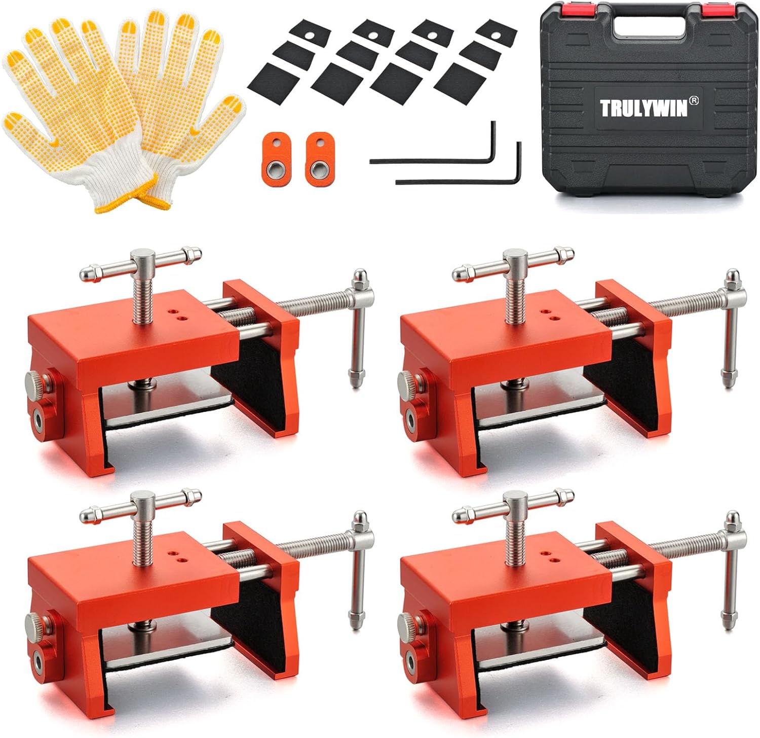 TRULYWIN Cabinet Clamps 4 Pack, Anodized Aluminum Alloy Face Frame Alignment Tool – Professional Woodworking Clamps for Cabinet Installation, DIY Projects, Furniture Repair, and Corner Clamping