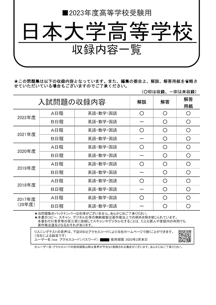 過去問解きまくり 2024-25年度版 全6巻セット 日本大学高等学校（日吉） 2024年度用 6年間スーパー過去問 （声