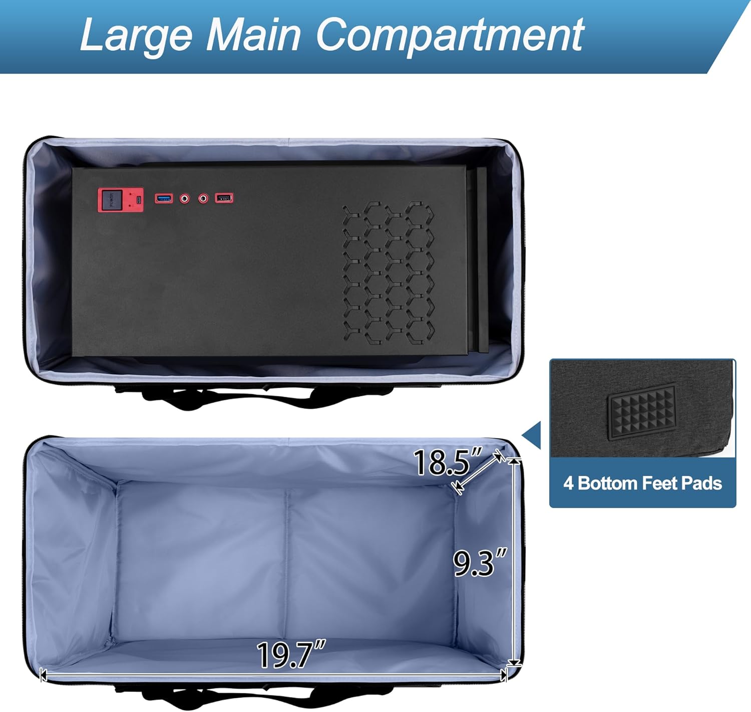 CURMIO PC Carrying Case, Desktop Travel Bag for Computer Tower, Keyboard, Cable and Mouse, Bag Only, Black