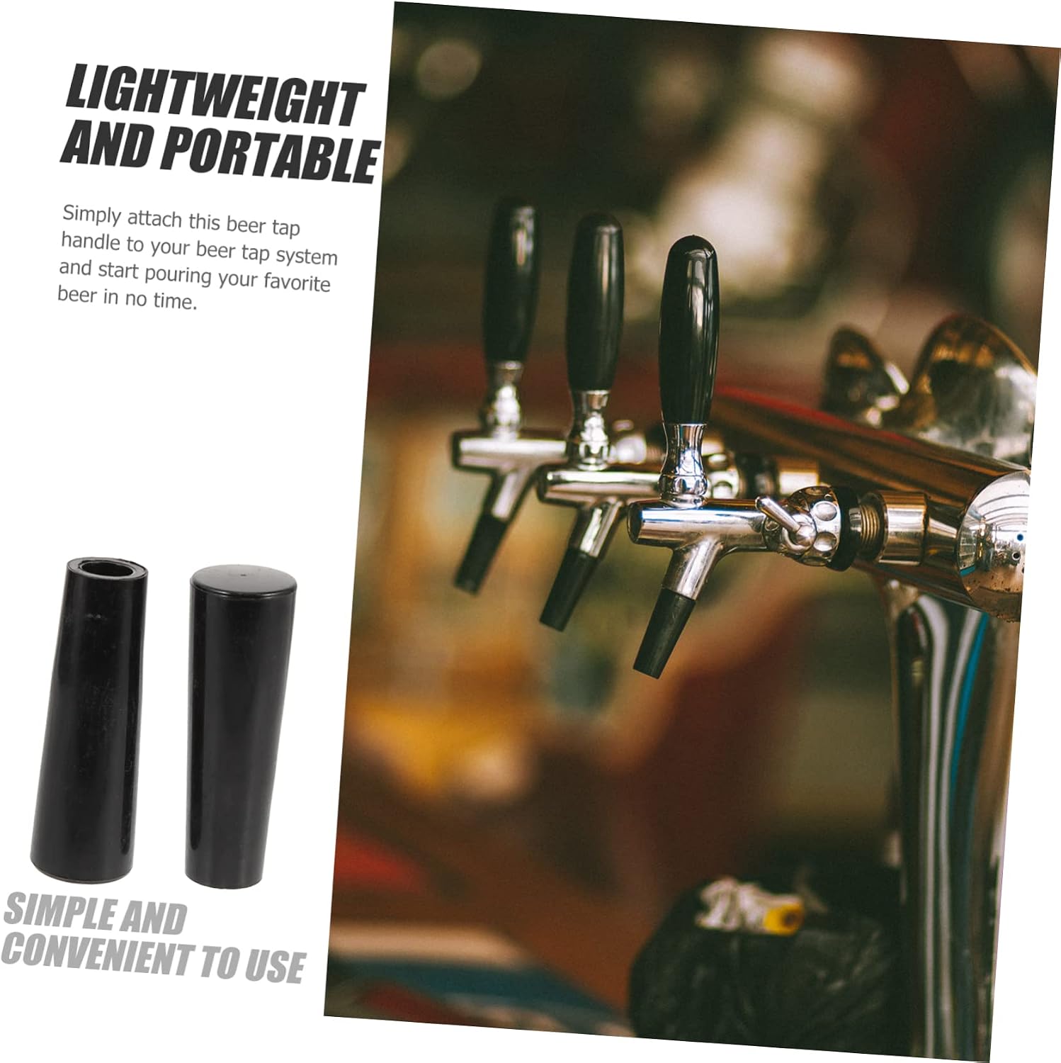 GLEAVI 2pcs Beer Tap Handle for Kegerator Plastic Keg Faucet Handle Sturdy Rubber Wood Install for Home Bar Kegerator Parts and Beer Accessories