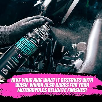 Muc-Off Motorcycle Waterless Wash & Protectant Kit - Motorcycle Cleaning Kit, Motorcycle Detailing Kit - Includes Waterless Wash and Protection Spray