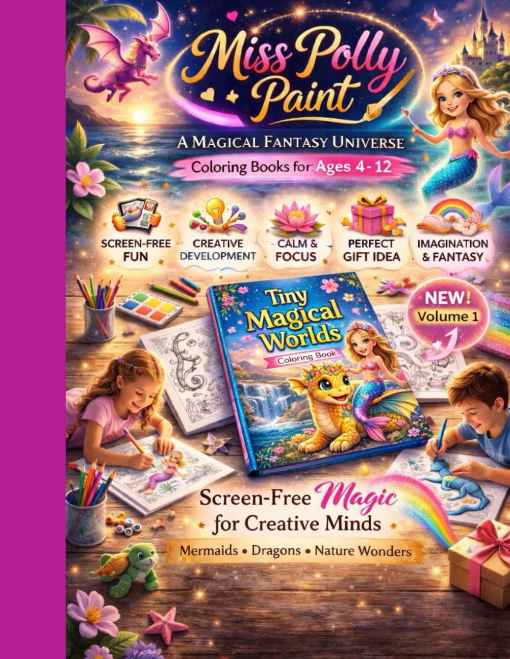 Coloring book by Polly Paint: Tiny Magical Worlds