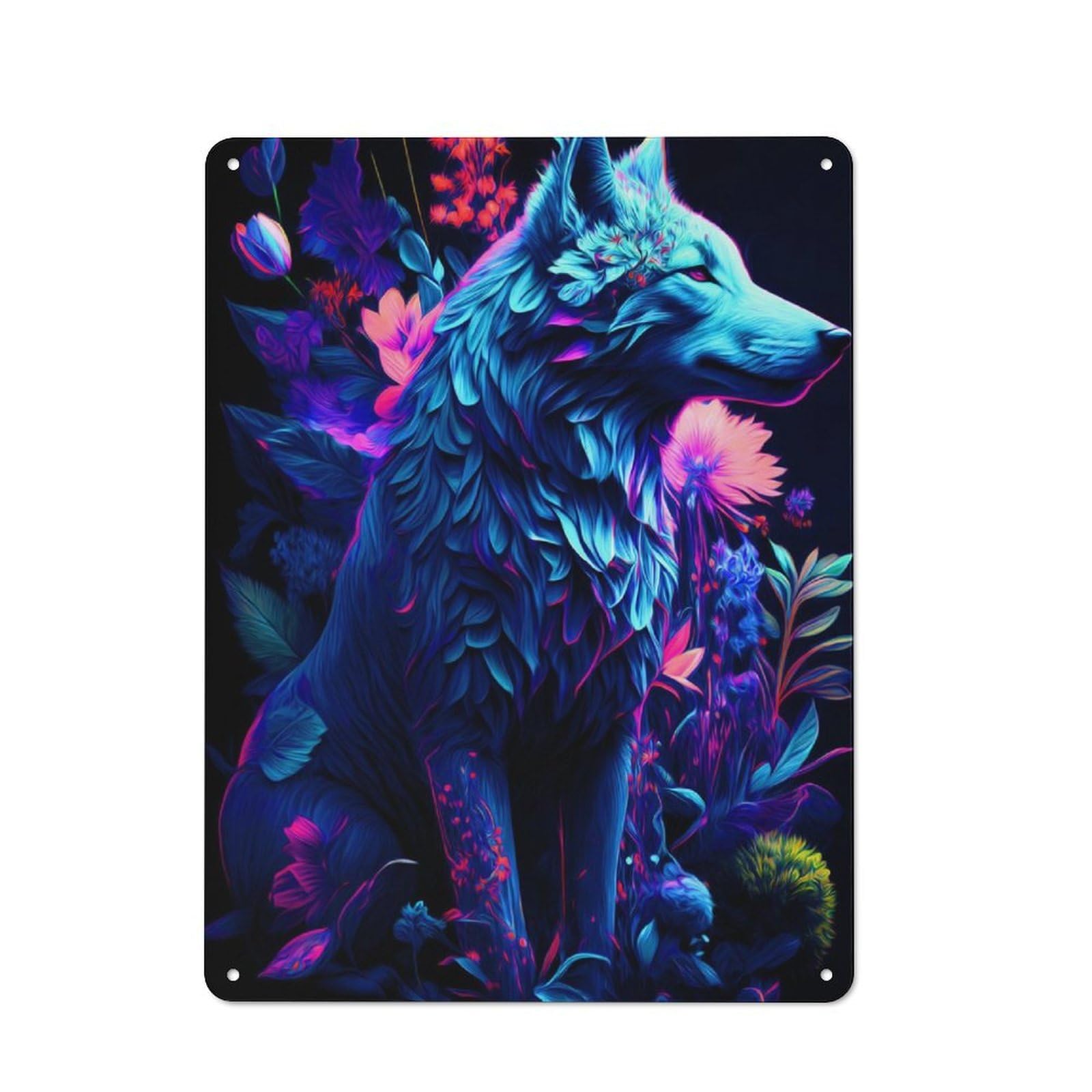 Understated Office Metal Sign 40x30cm Featuring Brilliant Wolf, Studio Wall Plaque for Office, Study, Studio Or Hallway