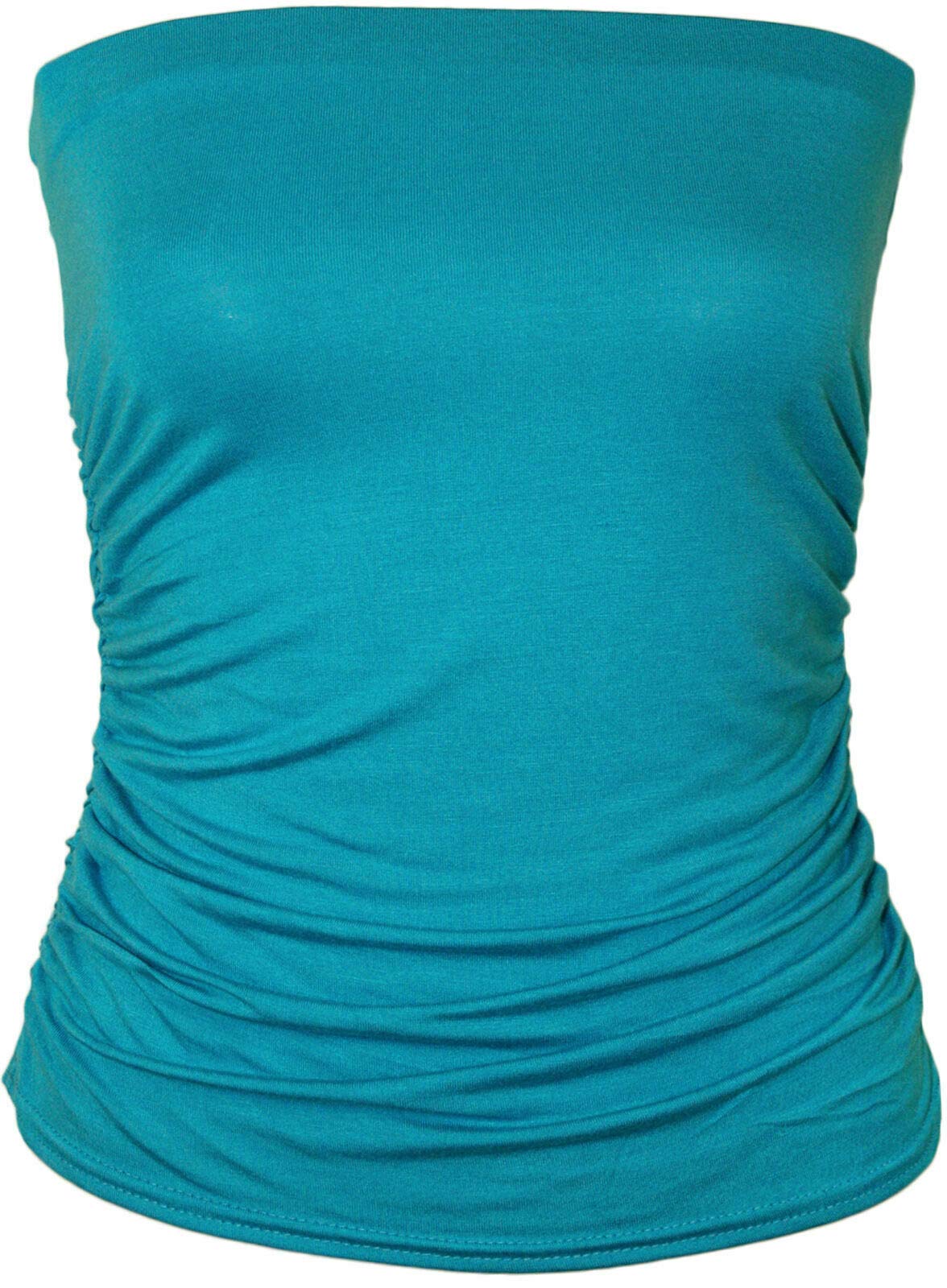 Women's Turquoise E-Communicationz Boob Tube Bandeau Strapless Sleeveless (, Xl (Uk 14-16))