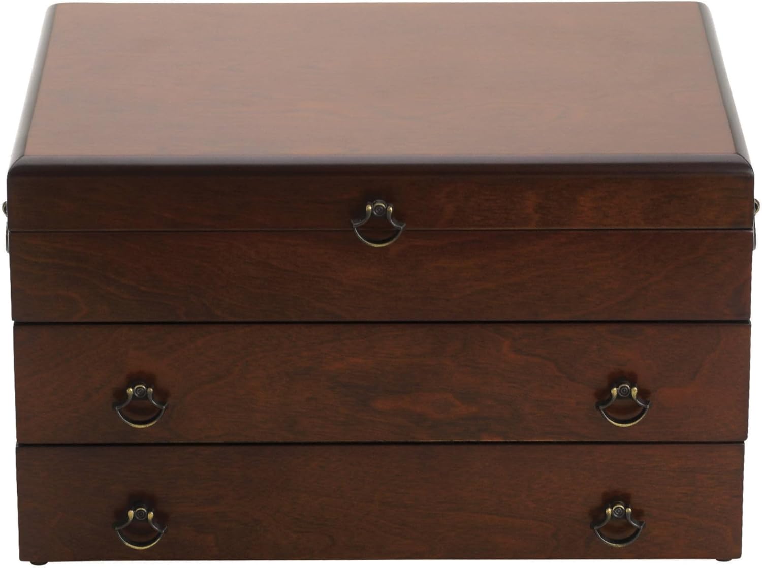 Reed & Barton Silverware Storage Box, Bristol Cherry Finish Flatware Chest, MDF Wood, Silverware Organizer with Lid, Tarnish-Resistant, Stores 210 Pieces, Kitchen Decor, Flatware Storage Box (Brown)