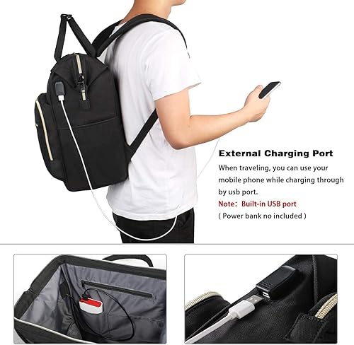 Miniatura 5 de Mochila para laptop para mujeres y hombres, mochila de viaje para laptop de 15.6 pulgadas, mochila escolar universitaria (negro)