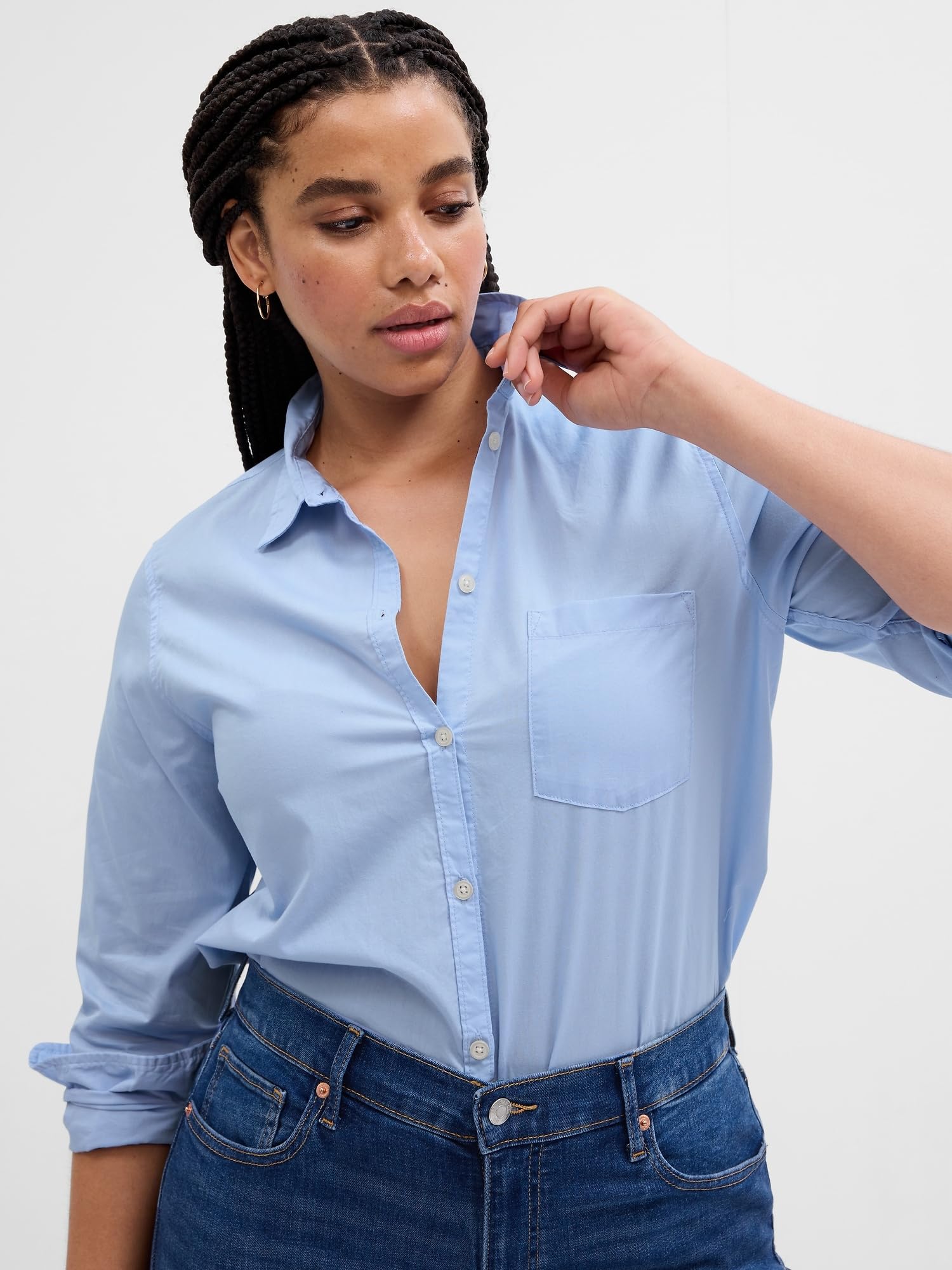 GAP Damen V-ls Classic Shirt Hemd mit Button-Down-Kragen
