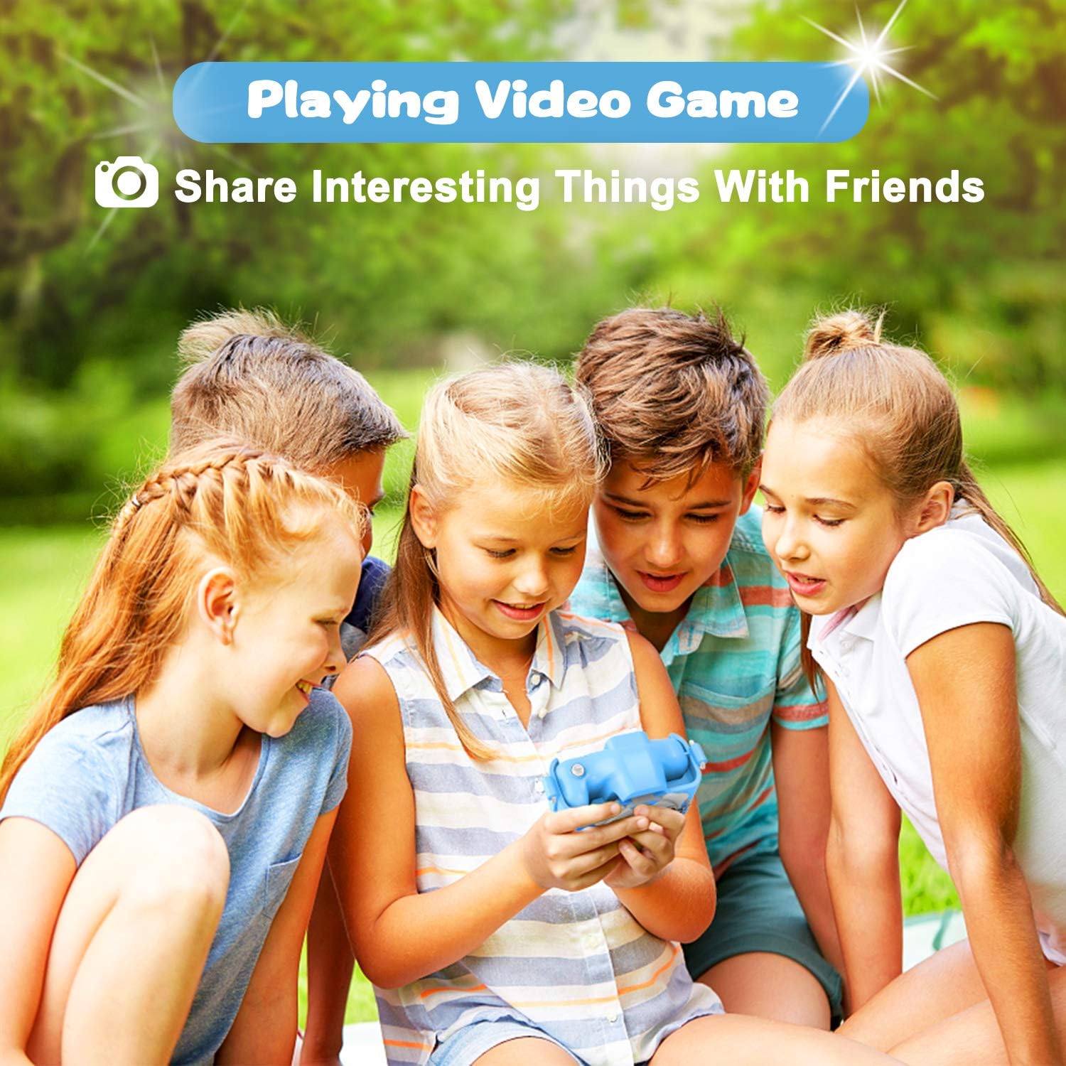 AOGELI Kids Toy Camera, Dual Camera, 2.0 Inch IPS Screen, Perfect for Boys Girls Birthday Toy Gifts, 3-12 Blue