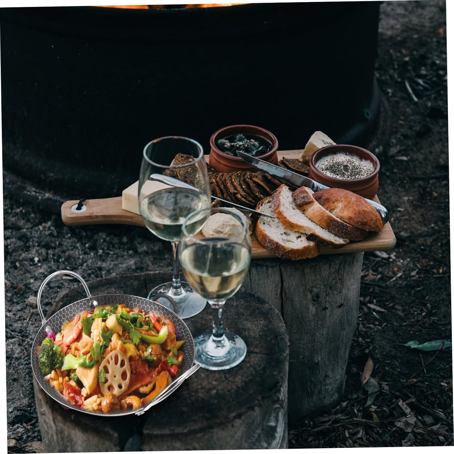 Unomor Portable Stainless Steel Pot for Camping Cooking Skillets Outdoor Cooking Pots