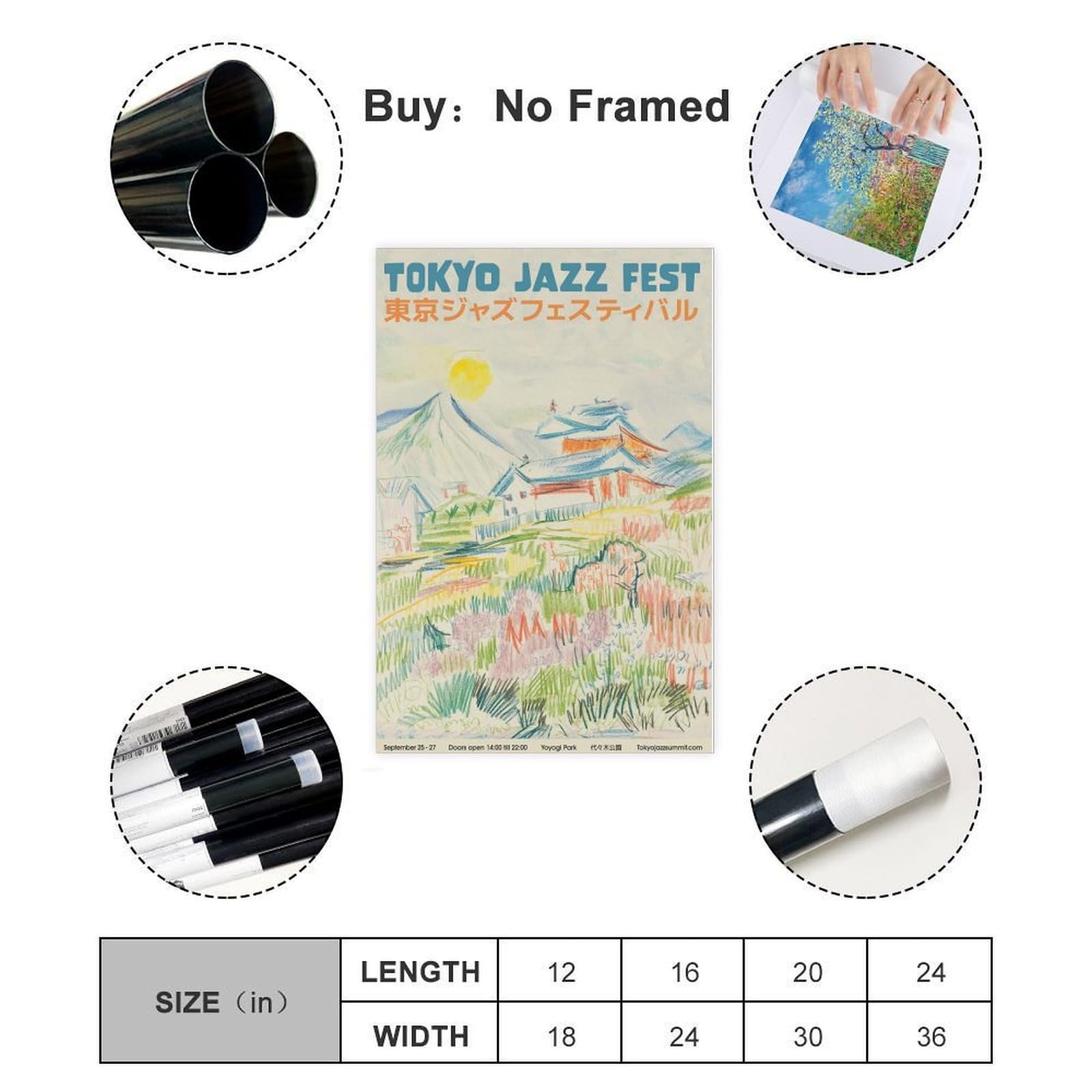 Poster su tela di Tokyo Jazz Festival, decorazione per camera da letto, ufficio, stanza, regalo, 60 x 90 cm