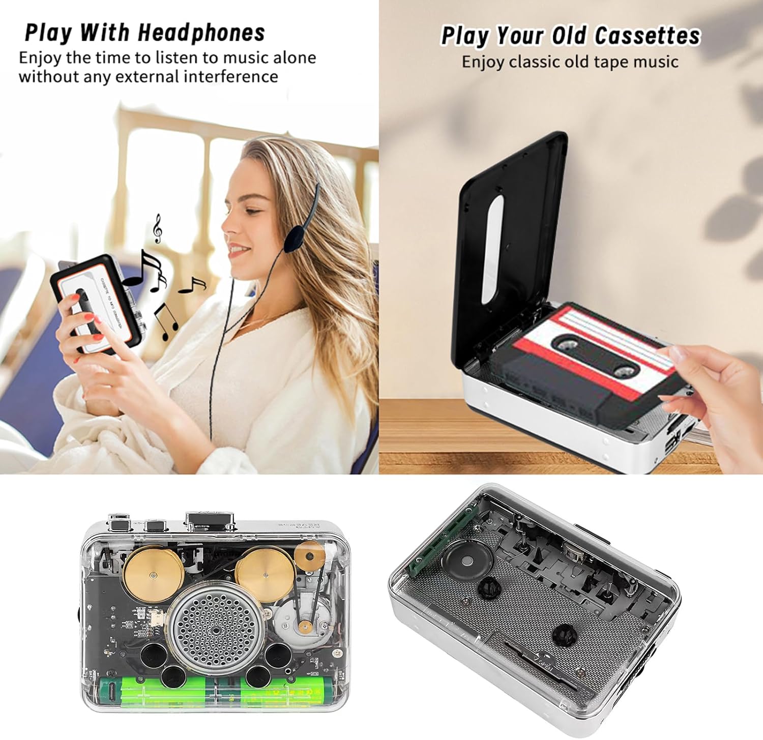 Cassettes to Digital Sounds Converter USB Flashing Drive Storage Build in Speakers Real Time Playbacks Not Computer for Music Portable Tape to Digital Converter