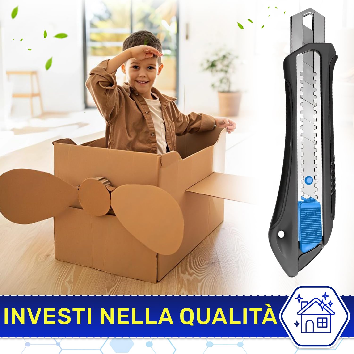 Taglierino Professionale 25 mm con Lama in Acciaio SK5 - Cutter Professionale con Resistenza allo Strappo di 60 kg e Blocco Automatico - MONTERAL