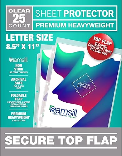 Miniatura 8 de Samsill Protectores de hojas de alta capacidad, paquete de 50, protectores de página de 8.5 x 11 pulgadas para carpeta de 3 anillos, resistentes,
