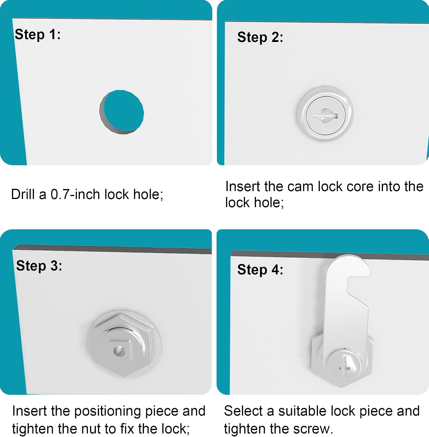 6 Pcs Cabinet Locks with Keys, 1-1/2 Inch Cam Lock Keyed Alike, RV Lock for RV Storage Door, Cabinets and Drawer, Toolbox Locks with Keys, Zinc Alloy