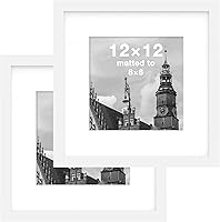 Vista 51 de FrameWorks Marcos de fotos clásicos de madera de 12 x 12 a 8 x 8 pulgadas con vidrio templado, roble natural, paquete de 2