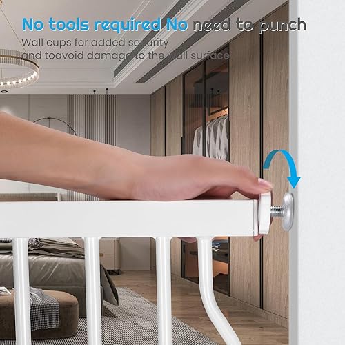 Miniatura 4 de Puerta de seguridad para bebés de 29 a 33 pulgadas de ancho, puerta de seguridad para mascotas con puertas de montaje a presión para niños y perros