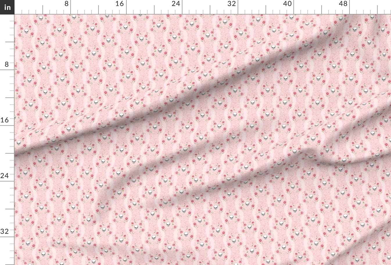Spoonflower Fabric - Wild Roses Pink Small Skull Skulls Rose Flower Flowers Art Printed on Upholstery Velvet Fabric Fat Quarter - Upholstery Home Decor Bottomweight Apparel