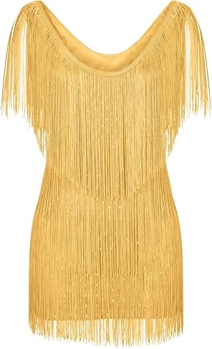 Miniatura 10 de Ruziyoog Vestido de moda para mujer, elegante con borlas y flecos, vestido sexy con tirantes delgados, mini vestido de baile