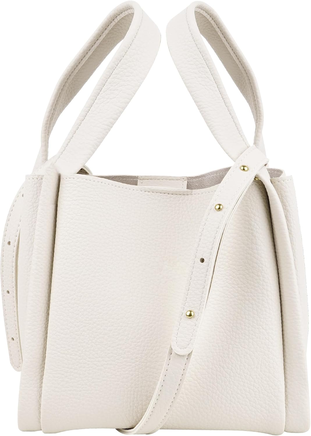 DODAMOUR Bucket Bag for Women - Soft Vegan Leather Crossbody Purse with Detachable Pouch, Cream White Shoulder Handbag