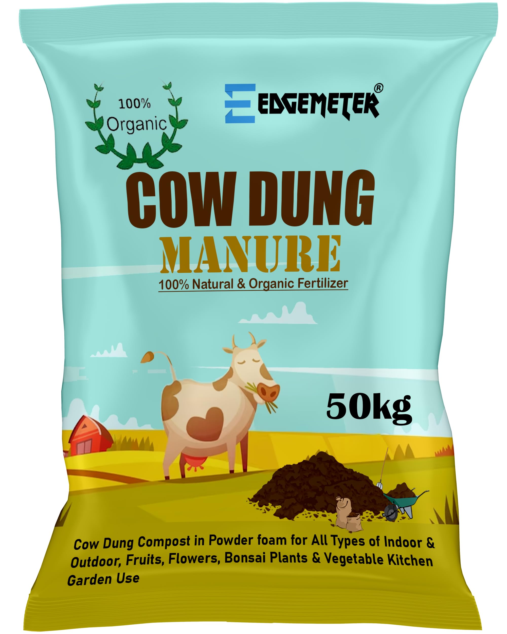EDGEMETER Cow Dung Manure for Plants 50kg | Manure for Home Gardening | Gobar ki Khad for Plants | Cow Dung Compost for Plants (B0D9H54GKD) Amazon Price History, Amazon Price Tracker