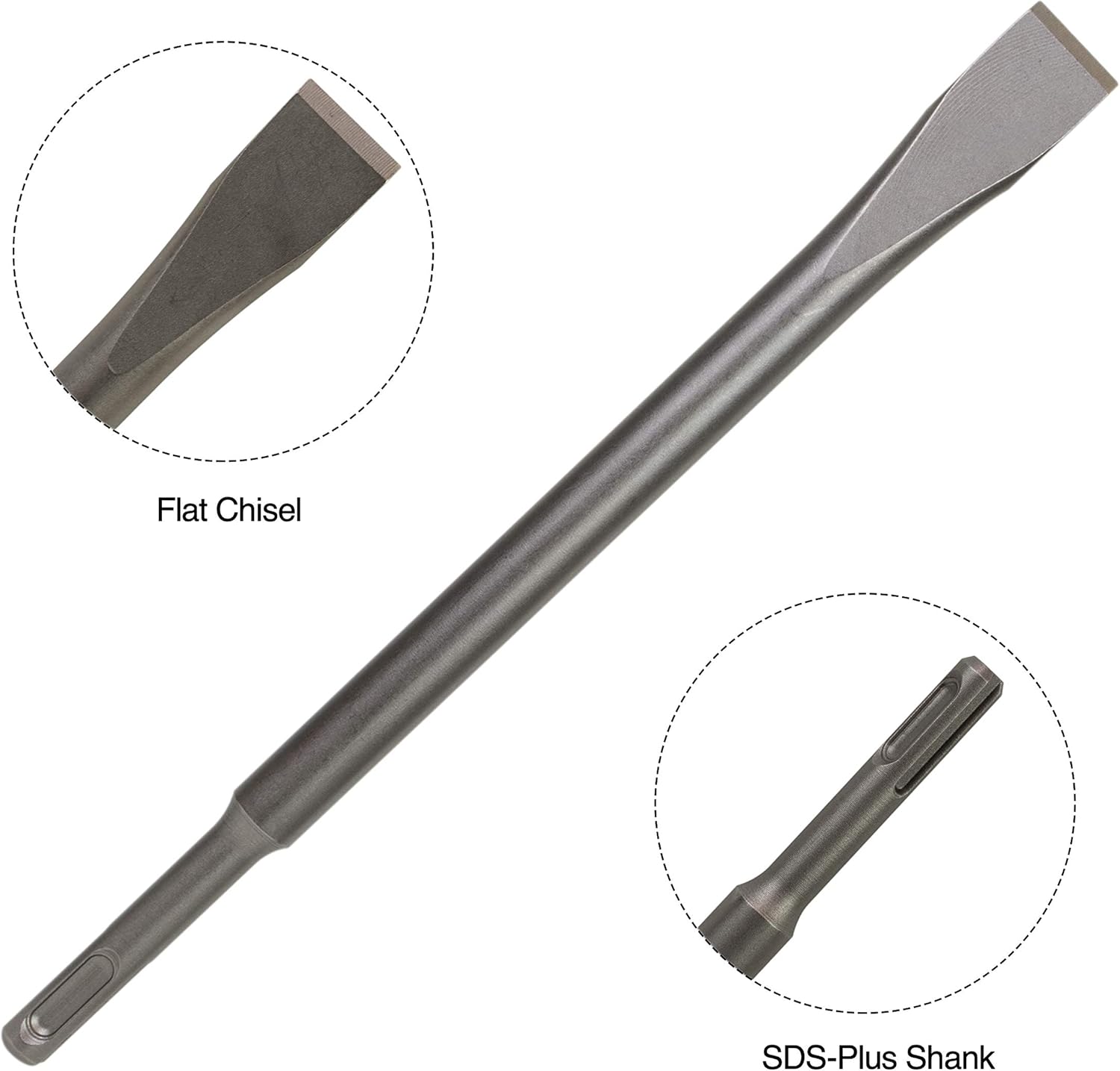 SDS Plus 4-Piece Chisel Set, Thinset Scraping Bit 3” x 10” Thinset Scaling Chisel, Point Chisel, Flat Chisel, Wide Chisel - SDS Chisel Bits for Hammer Drills – Tile Removal