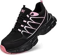 HOGENT Steel Toe Shoes Women Men Wide Non-Slip Composite Work Sneakers - Lightweight Breathable Puncture-Proof Safety Tennis Shoes