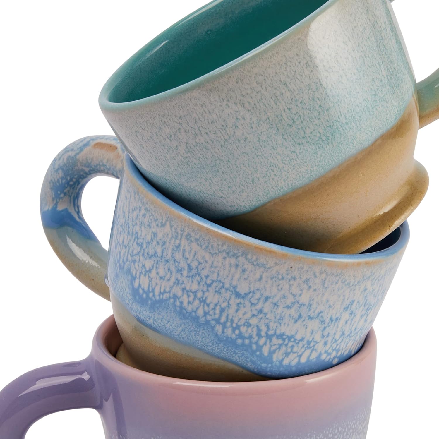 Bloomingville Stoneware Mugs, Set of 3 Colors, Multicolor