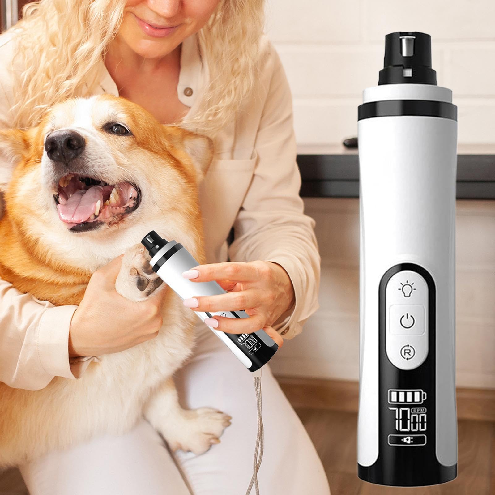 Levigatrice elettrica per unghie per cani, 3 marce, ergonomica, elettrica