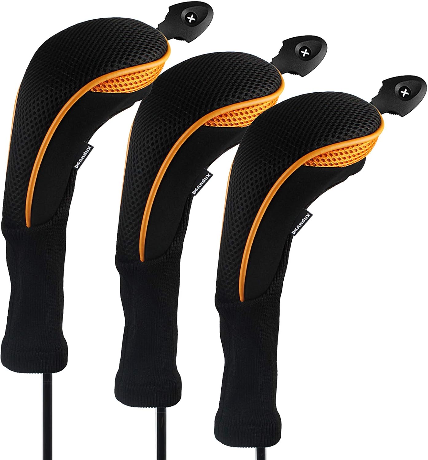 Andux 3 Pack Long Neck Golf Hybrid Club Head Covers Interchangeable No