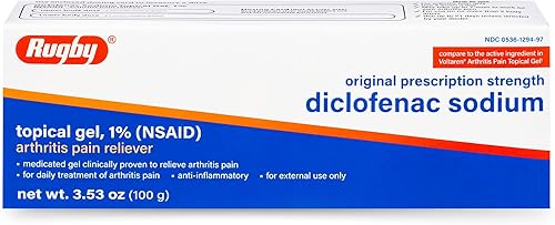 Miniatura 1 de Rugby Diclofenac Sodio 1% Gel tópico antiinflamatorio para aliviar el dolor de artritis - 3.53 oz