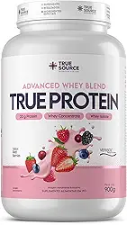 True Protein 900 g – True Source | Blend Avançado com Whey, Colágeno e VERISOL® | Alta Performance & Nutrição (900g, Red Berries)