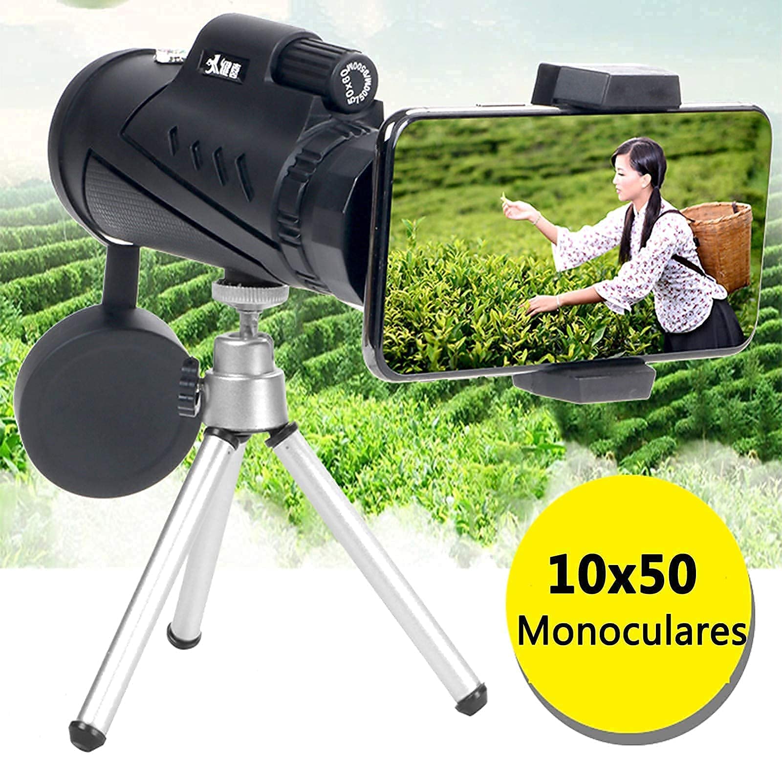 10-25x50 Monokular Mit Smartphone-Halterung & Stativ - Leistungsstarkes FMC/BAK4 Teleskop Für Outdoor