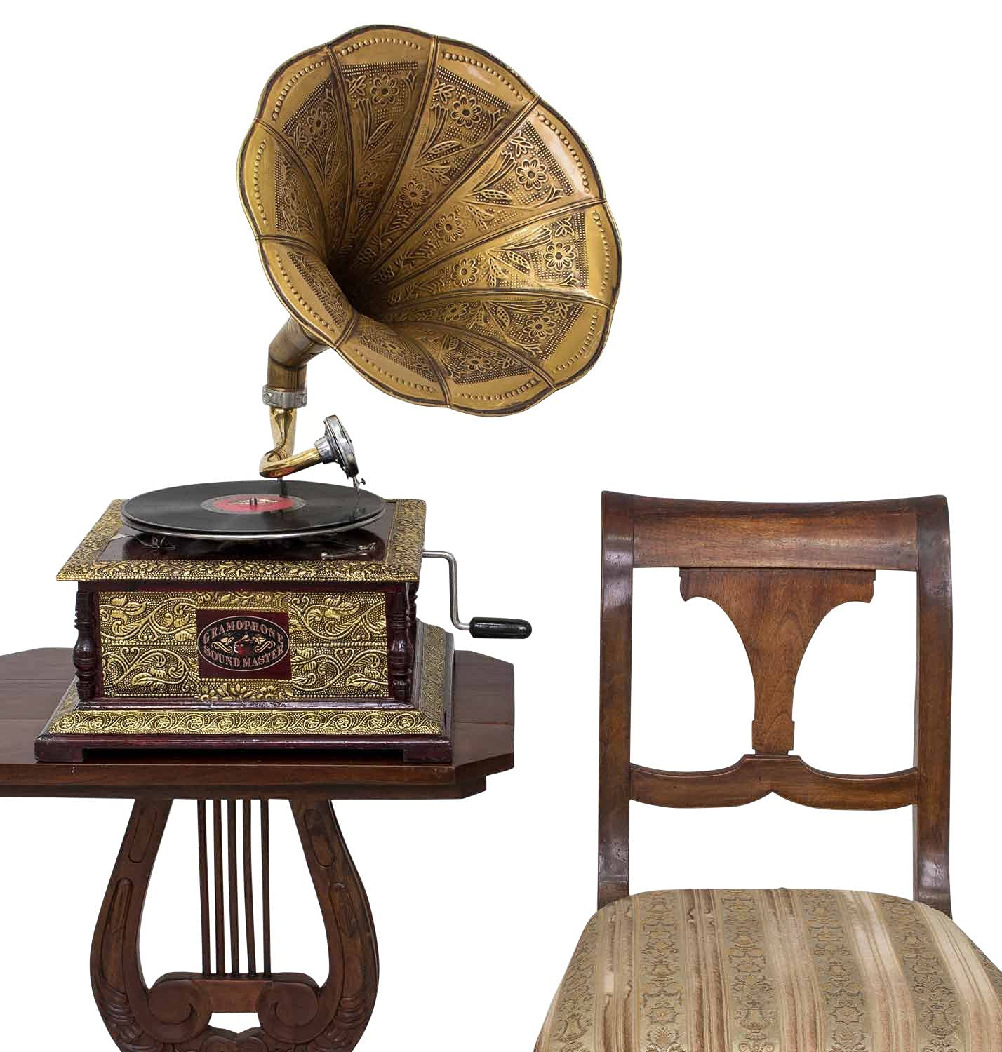 Nostalgie Grammophon Dekoration mit Trichter Grammofon im Antik-Stil (l2)