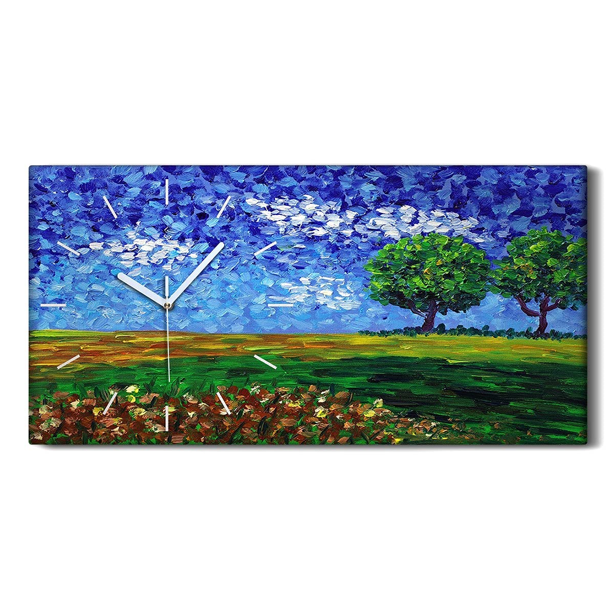 Horloge Silencieuse Sans Tic-Tac - Toile Paysage 60x30cm pour Chambre Zen