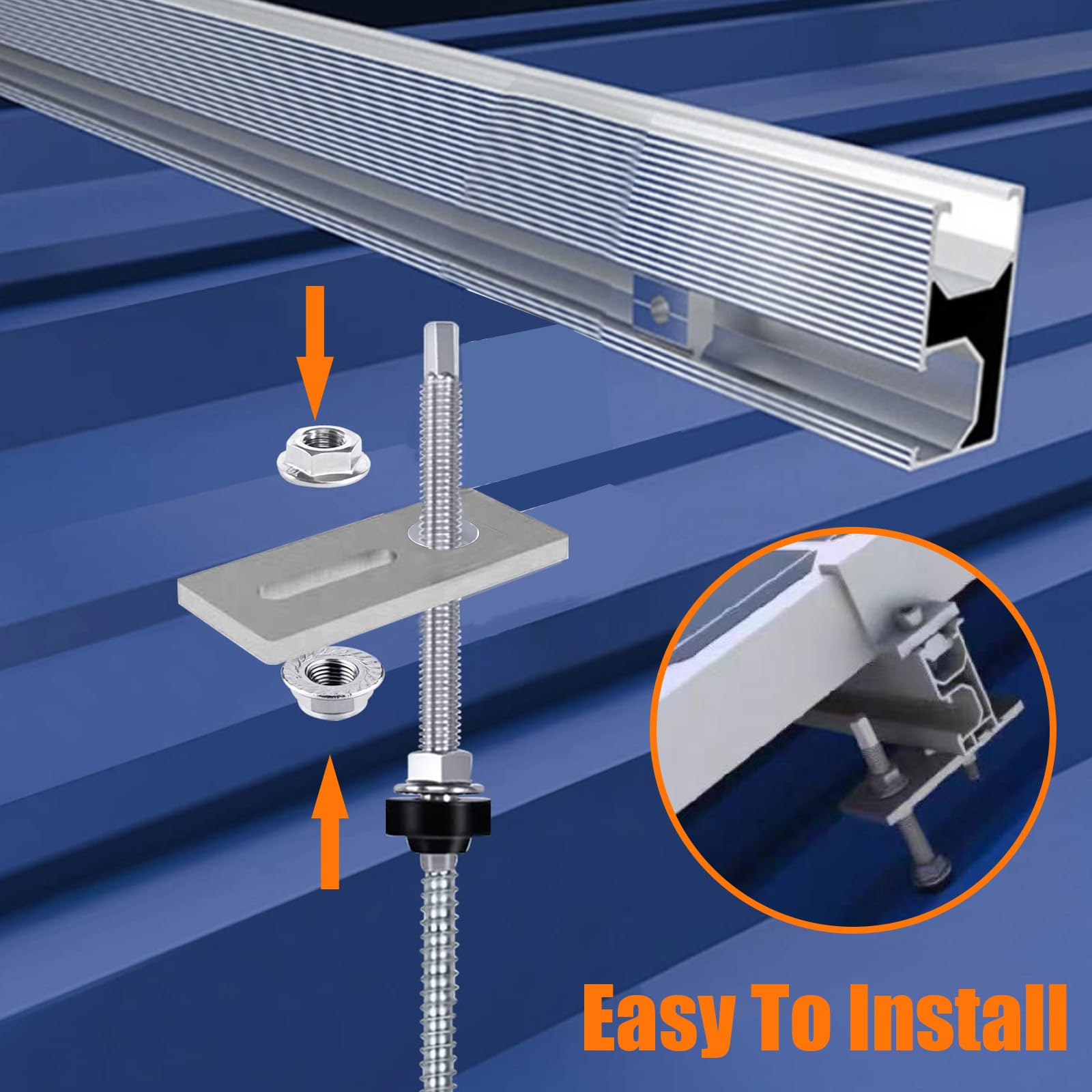 Vis Solaire Double Filetage M10 Lot De 6 Vis à Tête Fixe Solaires PV V2A - Réglable En Hauteur - Joint En Acier Inoxydable - Accessoires Pour Fixation Solaire Photovoltaïque Sur Les