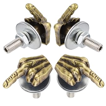 Finger Shape License Plate Frame Bolts Nuts Car Tag Screw Fasteners Kit Fit Vehicles Motorcycle Trucks SUV,4Pcs Copper