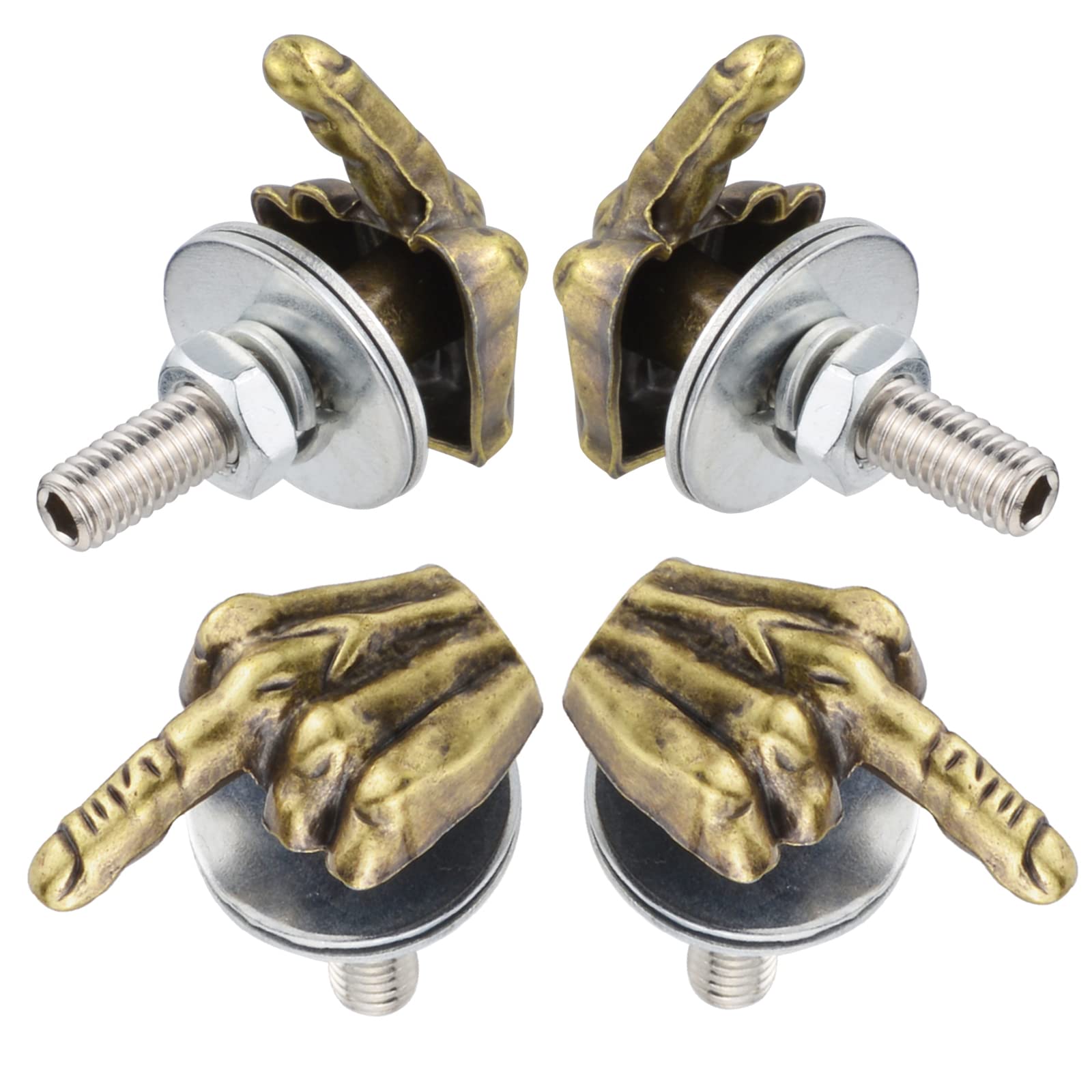 Arenbel Finger Shape License Plate Frame Bolts Nuts Car Tag Screw Fasteners Kit Fit Vehicles Motorcycle Trucks SUV,4Pcs Copper