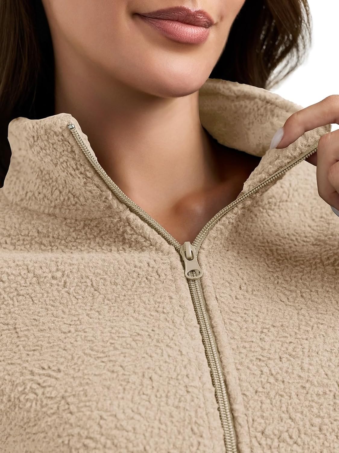 PINKMSTYLE Women Zip Up Fleece Sherpa Jacket Coat - Winter Warm Trendy Cropped Sweatshirt for Casual,Workout - Image 4