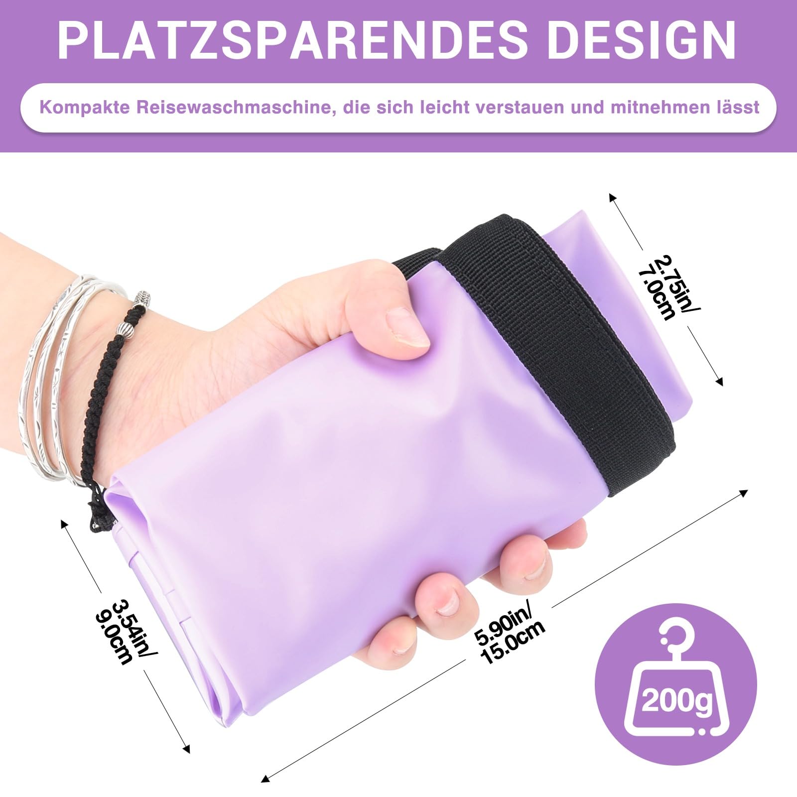 Wash Bag Camping & Einziehbare Wäscheleine - Langlebig Waschsack Camping, Wash Bag Travel, Wäschebeutel Camping - Tragbare Manuelle Waschmaschine