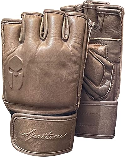 Victorbudo USA MMA Gloves Grappling Sparring Maya Hide Leather Boxing Gloves Muay Thai Martial Arts Training Half Finger Adjustable Kickboxing Gloves