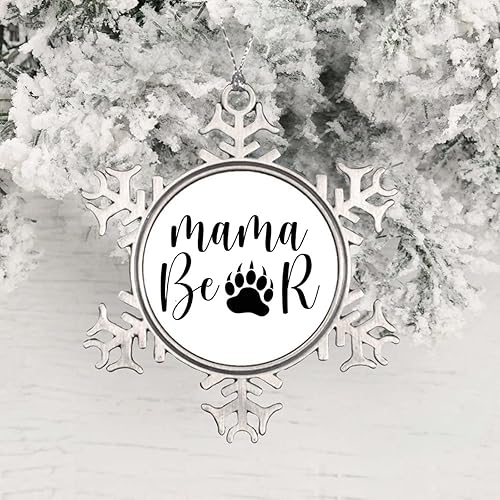 Miniatura 2 de Adorno de copo de nieve para recuerdo de Navidad, mamá oso, cita de recuerdo de metal, divertido colgante de Navidad, vacaciones de invierno, fiesta