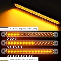 Vista 2 de PSEQT 10" 15 LED Trailer Turn Tail Light Bar - Amber Sequential Signal Marker Assembly With Identification Clearance Strip - Waterproof for