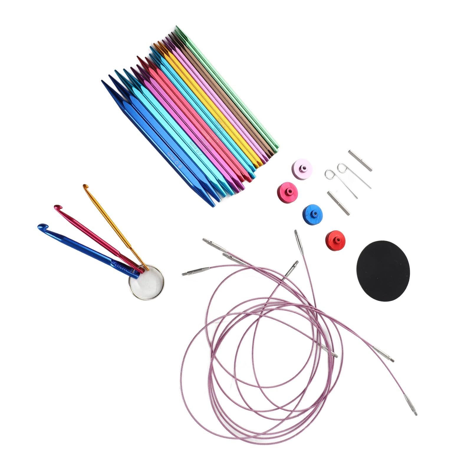 Juego de agujas de tejer circulares de aluminio, cuadradas y coloridas, para una experiencia de tejido versátil