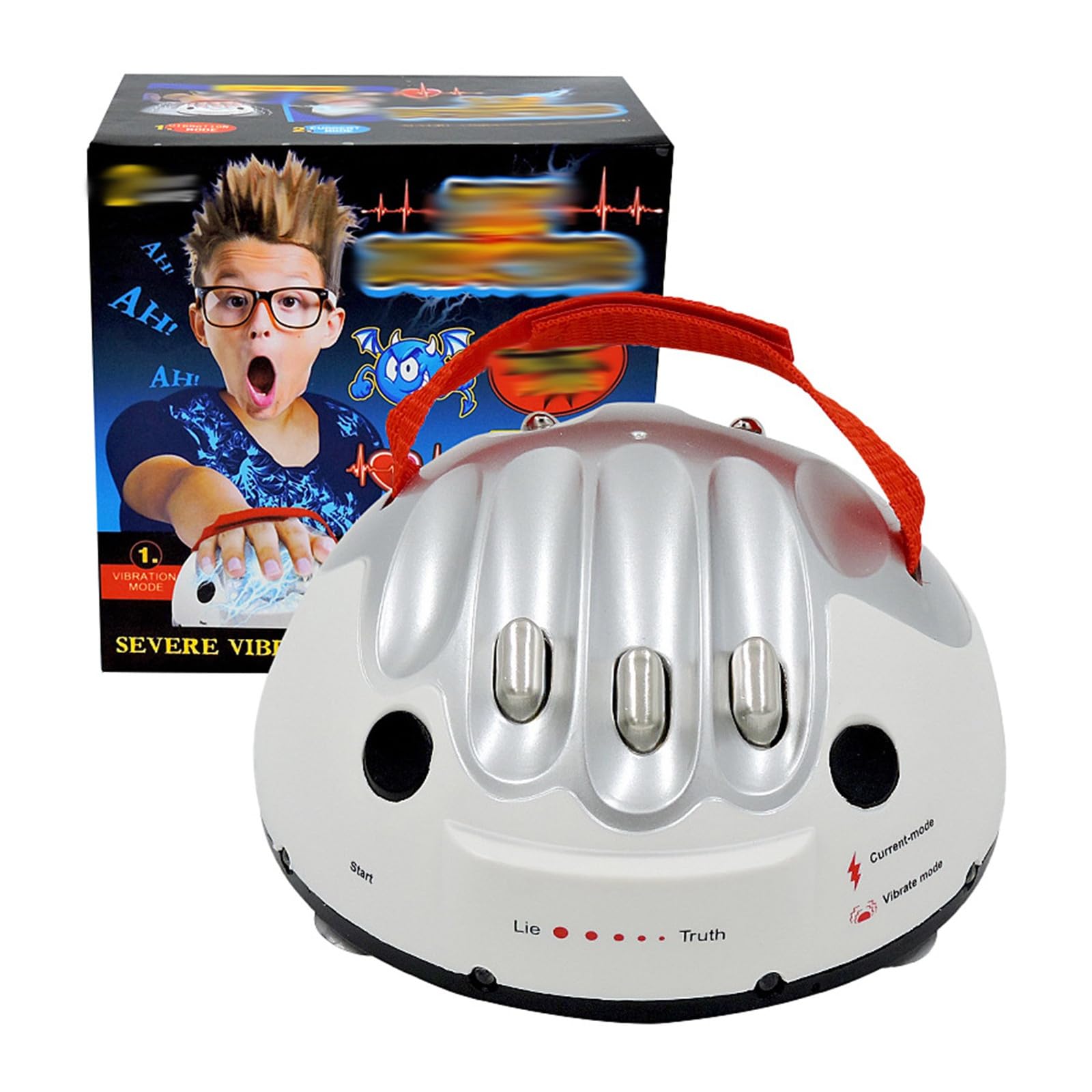 Miniature Electroshock Lie Detector Party Console Novelty Truth Or Dare Board Game with Shocking Finger Prompts for Adult Hilarious Interactive Guessing (White, 16x16x8cm)