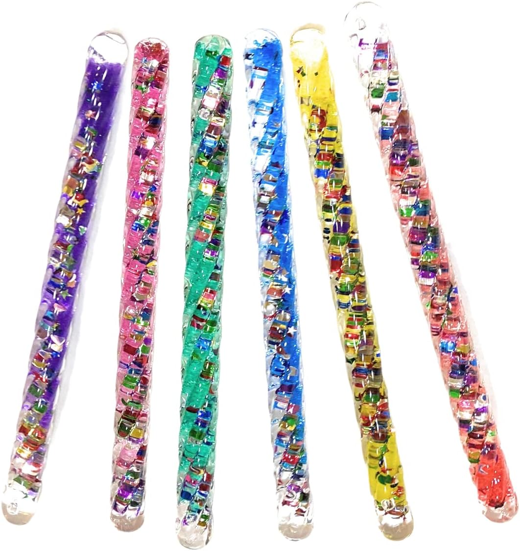 Star Magic Spiral Glitter Wand 6.5 Inch Hand Fidget Wonder Tube (3-Randomly Selected Wands)