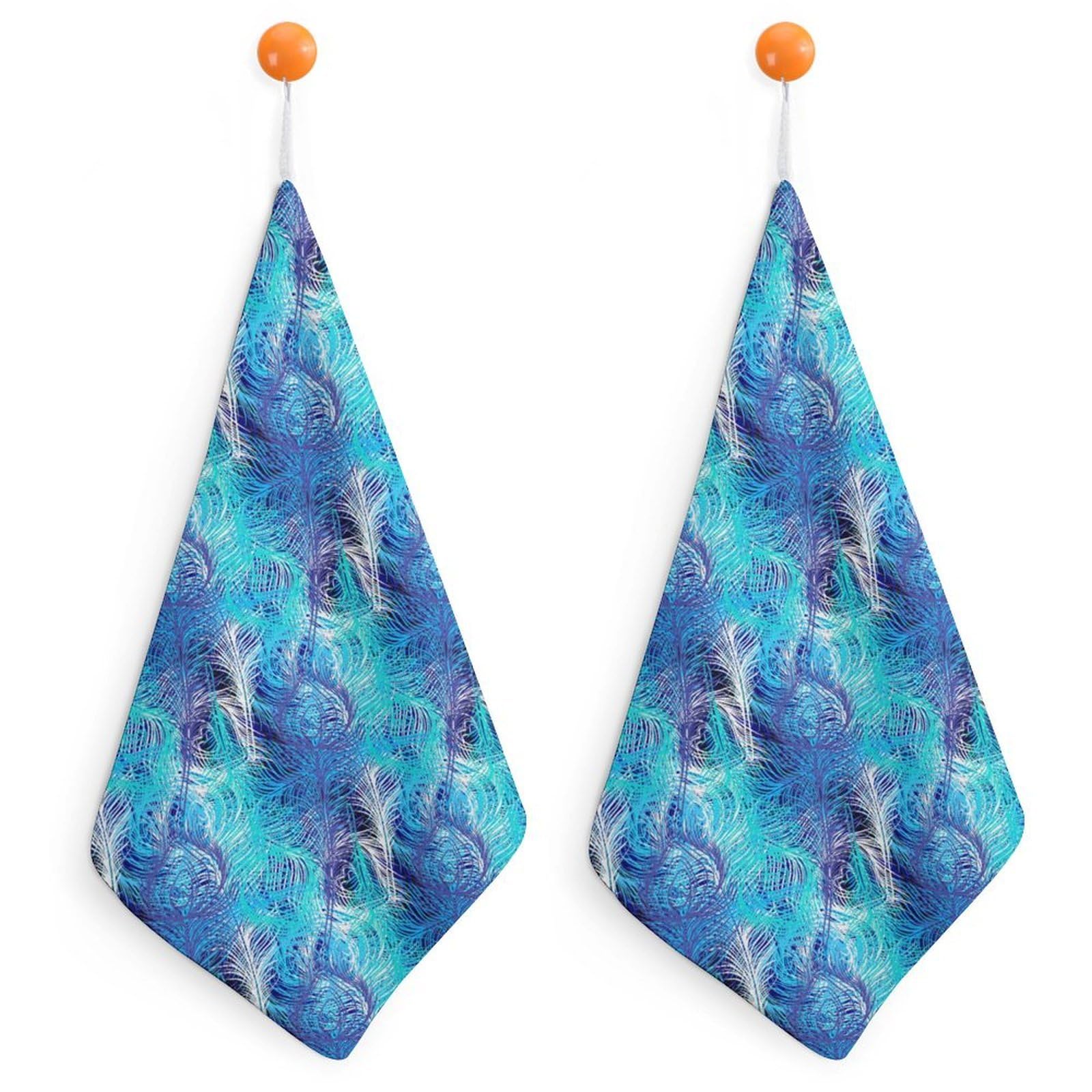 TXFBTRFSA Colorful Peacock Feathers Hand Towels with Hanging Loop Kitchen Towel Handkerchiefs Cleaning Cloths